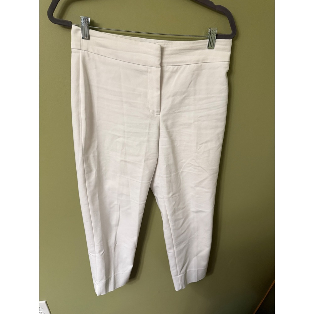 Michael Kors White Stretch Ankle Trousers Size 6 Dress Pants Flat Front